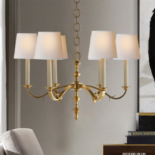 美式全铜卧室吊灯轻奢设计师，简约客厅餐厅书房纯铜个性创意灯具
