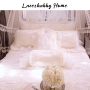 laceshabby法式复古风格，白色立体绣花蕾丝婚庆家纺床品四件套