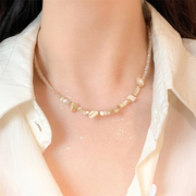 fantai多切面珠光粼粼碎石，项链女小众，设计感小米珠串珠颈链气质