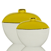 现代简约黄白色北欧ins风格陶瓷花瓶样板间软，装饰品桌面家居摆件