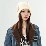 秋冬帽子女日系街头破洞修补程式针织帽时尚堆堆帽ins韩版包