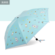 天堂伞黑胶铅笔伞超轻细小晴雨伞两用折叠黑胶防紫外线女生防晒伞