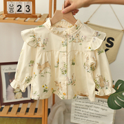 女童衬衫春秋款韩版洋气儿童宝宝，上衣森系公主长袖童装婴儿娃娃衫
