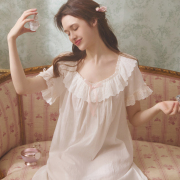 RoseTree宫廷风睡裙女款夏季短袖宽松复古可爱甜美公主纯棉睡衣裙