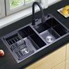 黑色纳米304不锈钢多功能，水槽厨房洗碗池，单槽双槽加厚台上中下盆