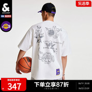 杰克琼斯夏季NBA联名湖人队男士休闲百搭运动圆领字母短袖上衣T恤