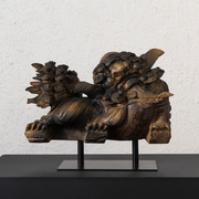 新中式创意仿木雕狮子摆件家居，饰品酒柜客厅装饰品复古摆设工艺品