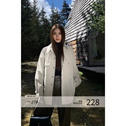nevahu黑色加厚衬衫，外套女宽松2023冬季韩版bf休闲外搭上衣