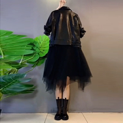 韩版大码女装时尚黑色百搭显瘦机车服胖妹妹休闲减龄拉链PU皮外套