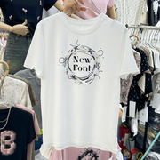 2024夏装新女装重工韩国T恤珍珠蝴蝶结甜美减龄圆领短袖纯棉上衣