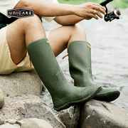 unicare复古雨鞋男户外钓鱼时尚出街高筒，防水防滑雨靴脚感舒适