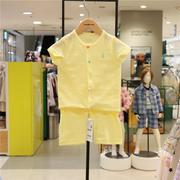 organic有机棉儿童黄色内衣套装韩国24夏小童(夏小童)短袖透气家居服