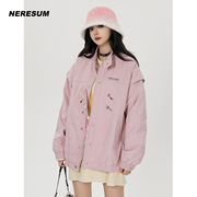 Neresum美式高街休闲百搭设计感小众拉链飞行员棒球服夹克外套女