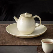 日式小茶壶复古泡茶器过滤孔创意手工陶瓷茶具简约草木灰釉茶壶