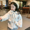 女童羊羔毛外套(毛外套)连帽女宝宝2022冬装，儿童洋气保暖上衣外穿加厚