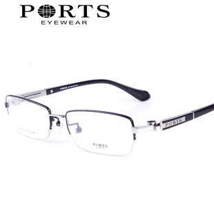 ports宝姿眼镜框pt2343半框眼镜架，近视男款商务经典纯钛pt2344