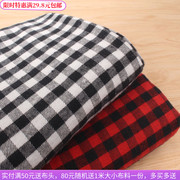 日韩红黑白色织磨毛格子涤棉布料 秋季制衣服装外套衬衫桌布面料