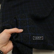 黑灰色提花+蓝色格子色织毛涤时装布料 春秋款西装套装服装面料