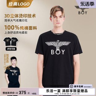 BOYLONDON夏季情侣T恤烫金老鹰logo印花百搭潮流休闲短袖N01032