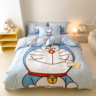 多啦a梦机器猫，卡通全棉四件套纯棉被套床单，床上用品宿舍三件套