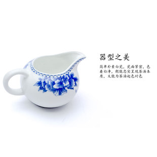 陶瓷公道杯白瓷大号手绘茶海青花瓷功夫茶具套装公杯分茶器配件