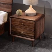 黑胡桃木床头柜全实木，床头柜现在中式简约北欧风格储物柜卧室定制