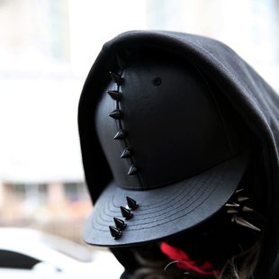 韩国潮牌平檐帽韩版男女个性朋克嘻哈机车铆钉休闲防晒遮阳棒球帽
