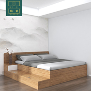 北欧榻榻米床卧室储物床 可定制高箱收纳床板式双人床踏步气压床