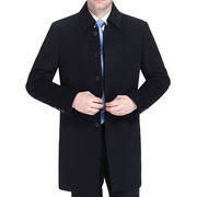 鄂尔多斯市中年男士高档纯羊绒大衣，中长款冬季中老年毛呢外套加厚