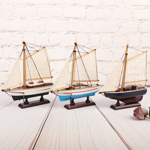 一帆风顺实木质海盗船模型摆件客厅儿童房工艺品海盗船装饰品摆设