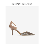 Shiny Shara/诗莎2023夏季拼色中空细跟时装单鞋尖头高跟鞋女