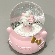 hellokitty水晶球圣诞飘雪音乐，八音盒桌面装饰摆件，送女生生日礼物