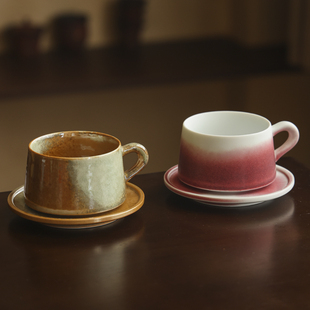 景德镇手工日式复古窑变陶瓷咖啡杯碟套装高档精致设计师款高级感