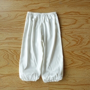 真丝男女童装灯笼长裤，宽松休闲防蚊空调，裤夏季本白色5-7岁
