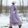 紫叶丁香紫色呢子大衣女2023年冬季高级感中长款宽松毛呢外套