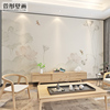 现代新中式手绘荷花电视背景墙布，5d客厅沙发，背景墙装饰壁纸壁画