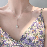 贝母蝴蝶装饰项链冷淡风，设计感女锁骨链韩版气质颈链