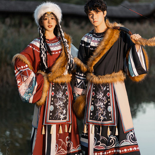 藏族服西藏藏袍少数民族舞蹈，服藏装藏服长袍，男女民族风情侣款