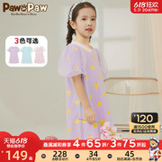 pawinpaw卡通小熊童装，夏款女童连衣裙欧根纱，蕾丝袖可爱洋气