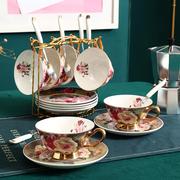 高档奢华精致骨瓷咖啡杯套装欧式宫廷风下午茶茶具陶瓷红茶花茶杯