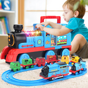 班迪萌超大号小火车轨道套装玩具电动儿童男孩惯性汽车合金模型