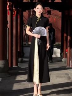 2024年夏季新时尚(新时尚，)中式国风复古改良旗袍气质显瘦短袖连衣裙女