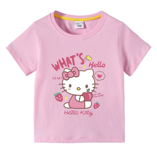 kt猫凯蒂猫外贸女童装儿童夏装，短袖t恤女宝宝，卡通半袖纯棉上衣潮
