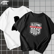 热血无赖Sleeping Dogs游戏周边短袖T恤衫男女纯棉半截袖体恤衣服
