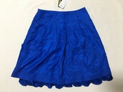 品牌宝蓝色蕾丝双层光泽感，a字短裙半身，裙子甜美淑女精致褶皱