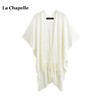 拉夏贝尔/La Chapelle纯色百搭薄款针织披肩女镂空流苏外搭小披风
