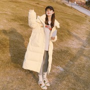 米白色中长款羽绒棉服女2023韩系高级学院风棉衣棉袄冬季外套