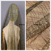 金丝乱纹黑金色网纱 镂空透视肌理网布 蕾丝裙礼服布料设计师面料