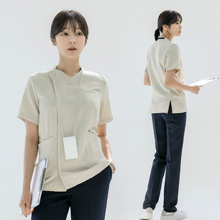 韩式护士服夏装短袖时尚短款牙科口腔护理医生工作服分体套装定制