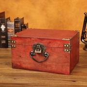 小木盒子复古收纳盒大号，木箱子带锁家用首饰储物盒收藏盒密码箱